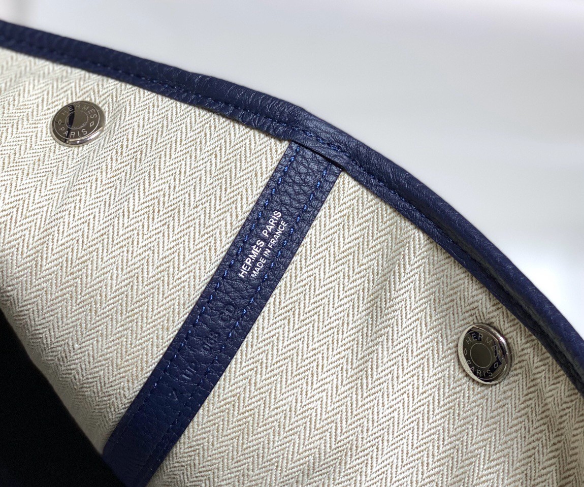 Hermes Garden Party 36 Bag In Blue Saphir Clemence Leather
