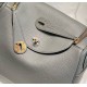 Hermes Lindy 26cm Bag In Gris Meyer Clemence Leather GHW