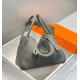 Hermes Lindy 26cm Bag In Gris Meyer Clemence Leather GHW