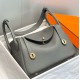 Hermes Lindy 30cm Bag In Gris Meyer Clemence Leather GHW