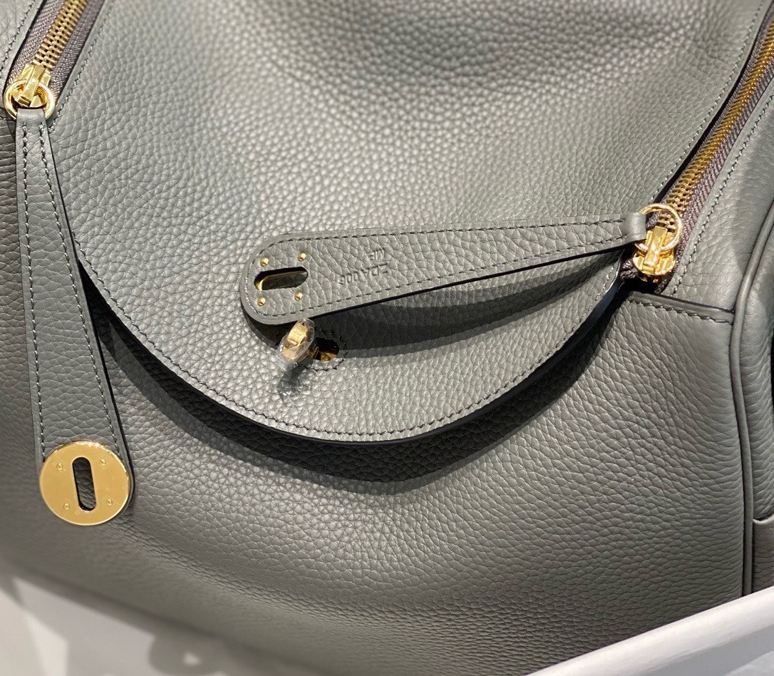 Hermes Lindy 30cm Bag In Gris Meyer Clemence Leather GHW