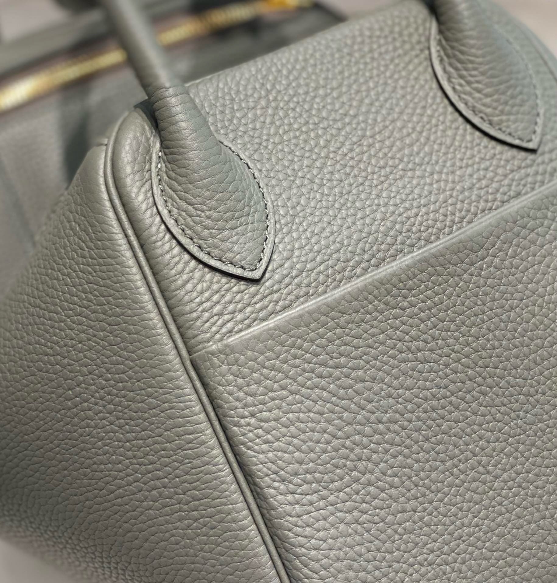 Hermes Lindy 30cm Bag In Gris Meyer Clemence Leather GHW