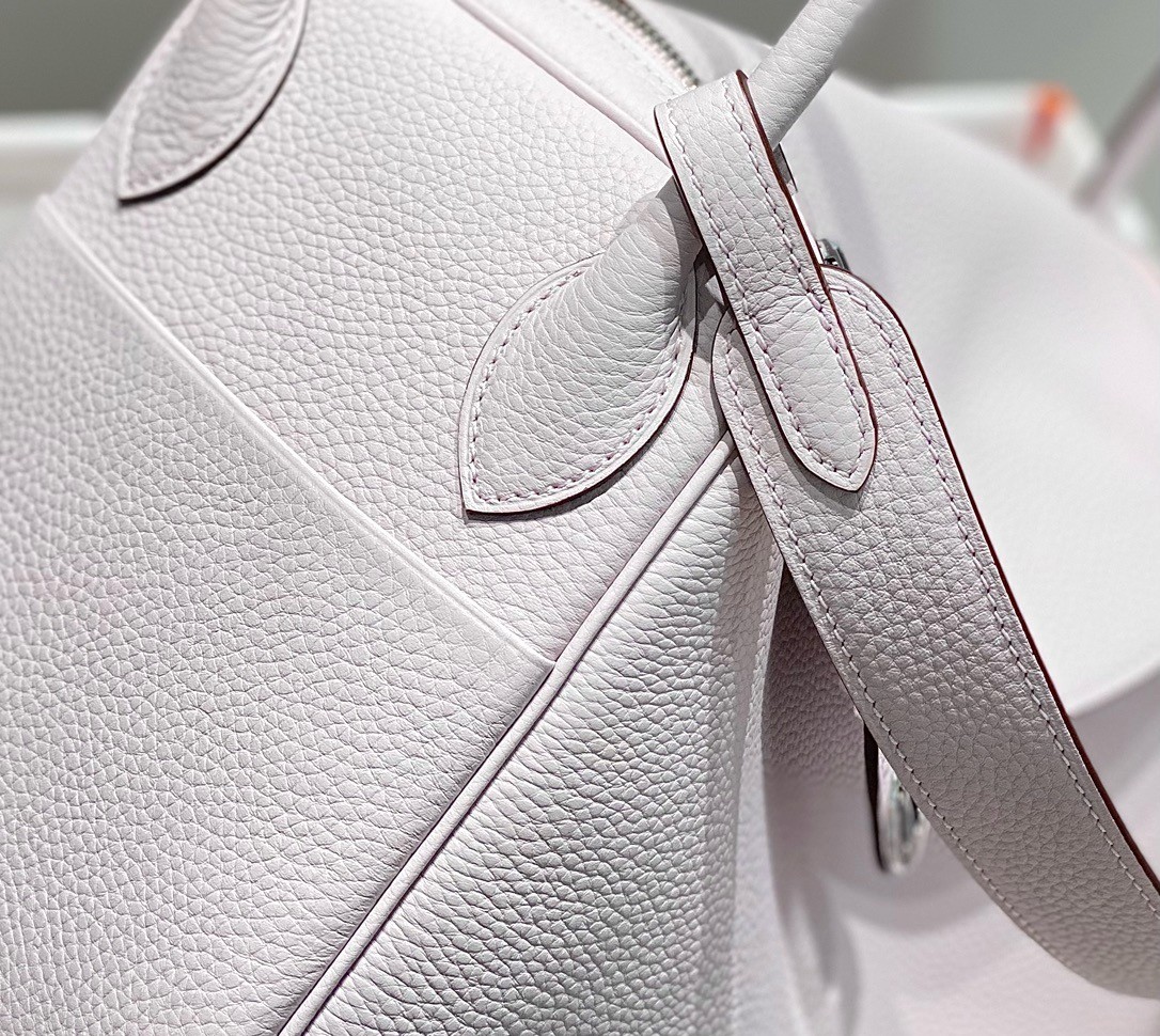 Hermes Lindy 30cm Bag In Mauve Pale Clemence Leather PHW