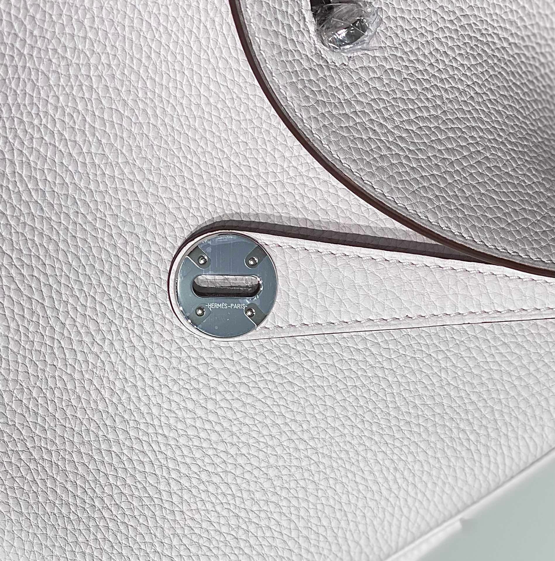 Hermes Lindy 30cm Bag In Mauve Pale Clemence Leather PHW