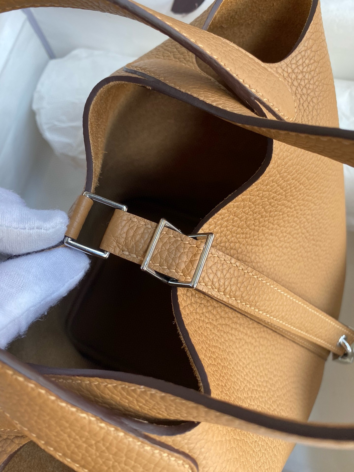Hermes Picotin Lock 18 Handmade Bag in Biscuit Clemence Leather