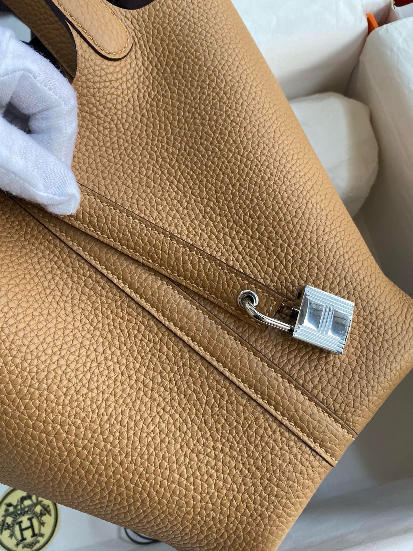 Hermes Picotin Lock 18 Handmade Bag in Biscuit Clemence Leather