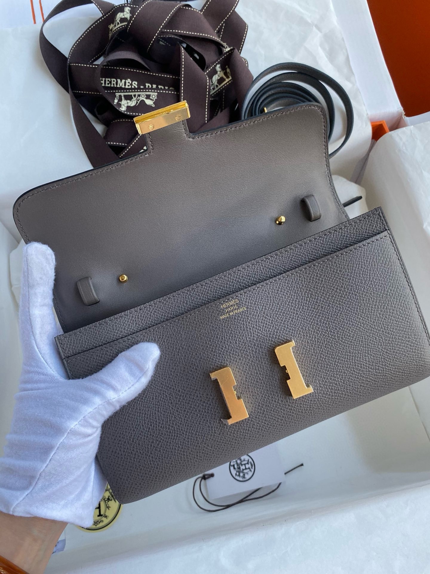 Hermes Constance To Go Wallet in Etain Epsom Calfskin