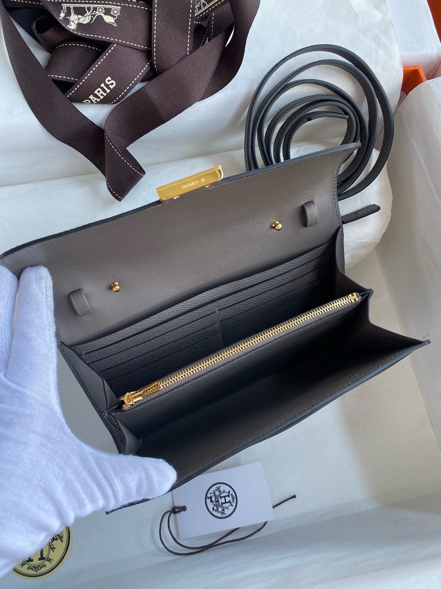 Hermes Constance To Go Wallet in Etain Epsom Calfskin