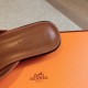 Hermes Women's Isle Sandals in Brown Leather