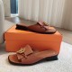 Hermes Women's Isle Sandals in Brown Leather