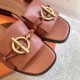 Hermes Women's Isle Sandals in Brown Leather