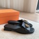 Hermes Women's Isle Sandals in Black Leather