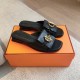 Hermes Women's Isle Sandals in Black Leather