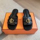 Hermes Women's Isle Sandals in Black Leather