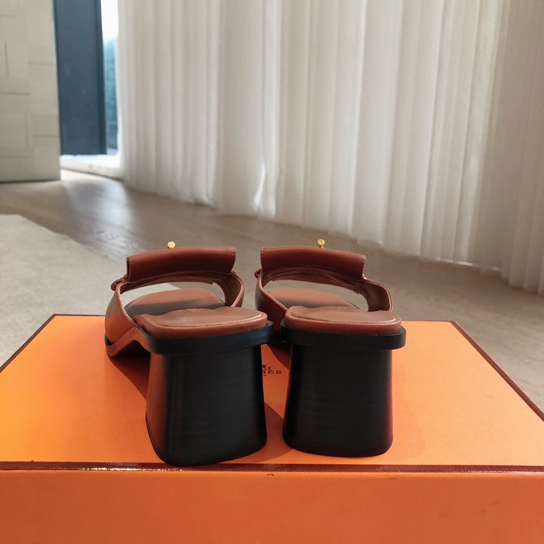 Hermes Women's Ilot 50 Sandals in Brown Leather