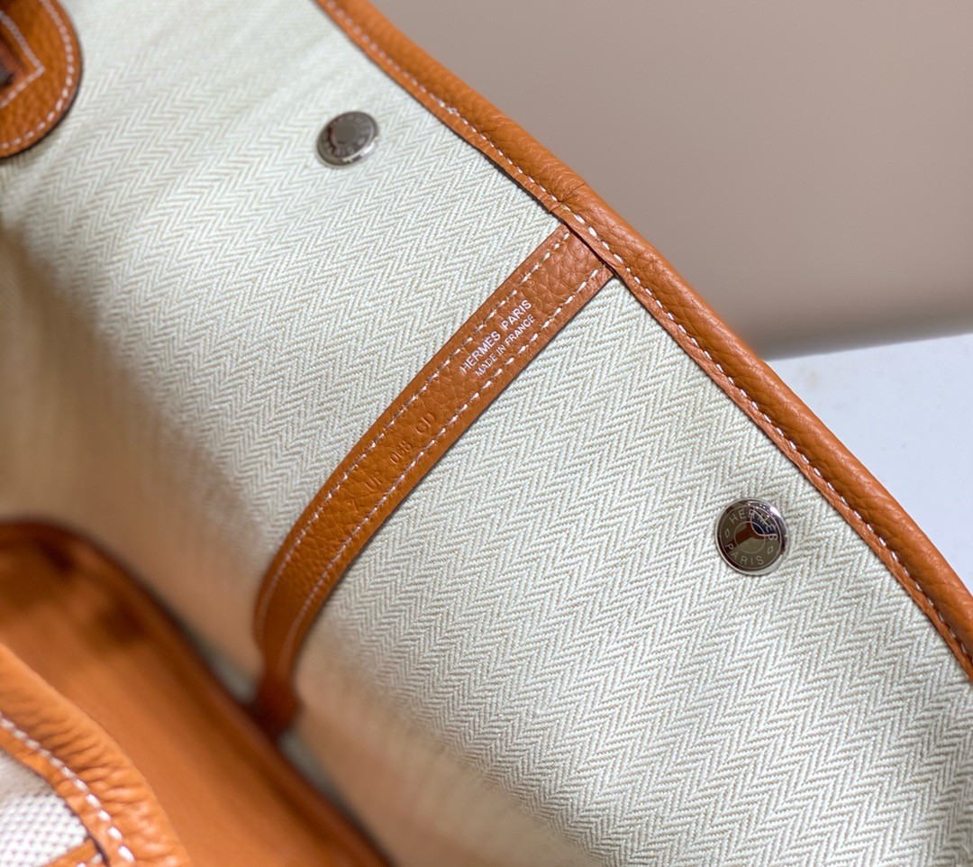 Hermes Garden Party 36cm Bag in Toile and Gold Leather