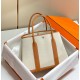 Hermes Garden Party 36cm Bag in Toile and Gold Leather