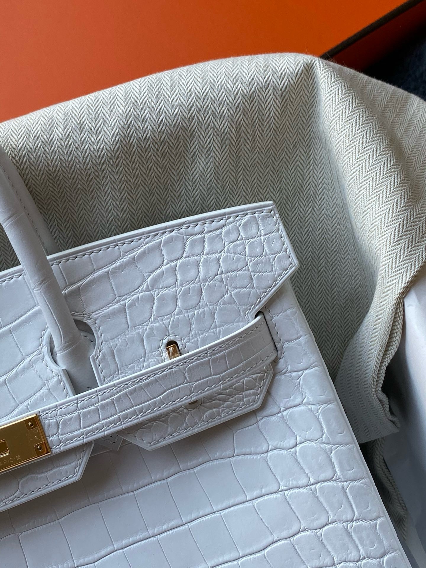 Hermes Birkin 30 Handmade Bag In White Crocodile Niloticus Matte Skin