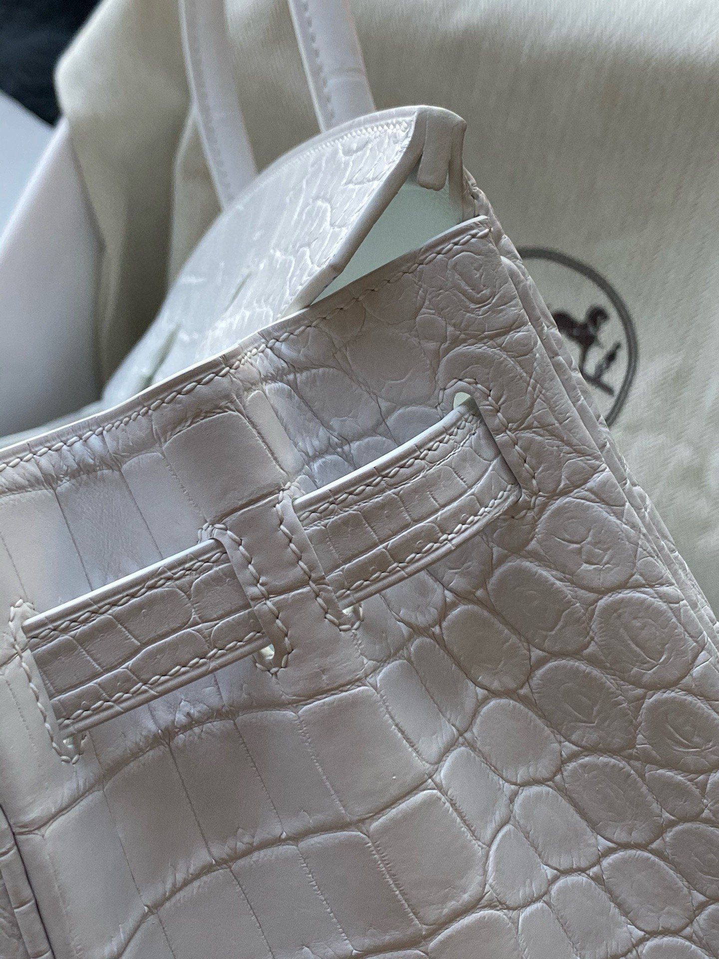 Hermes Birkin 30 Handmade Bag In White Crocodile Niloticus Matte Skin