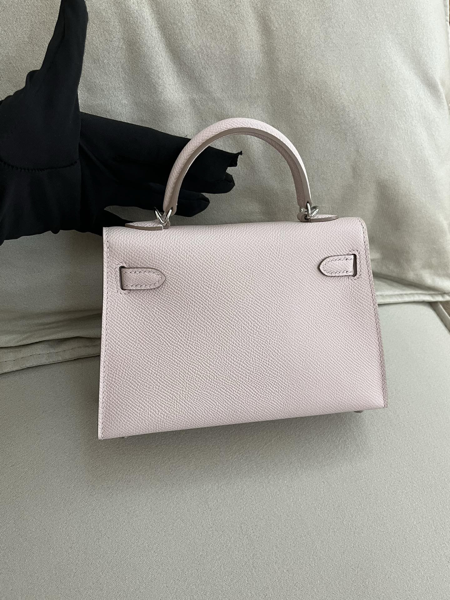 Hermes Kelly Mini II Sellier Bag In mauve pale Epsom Calfskin