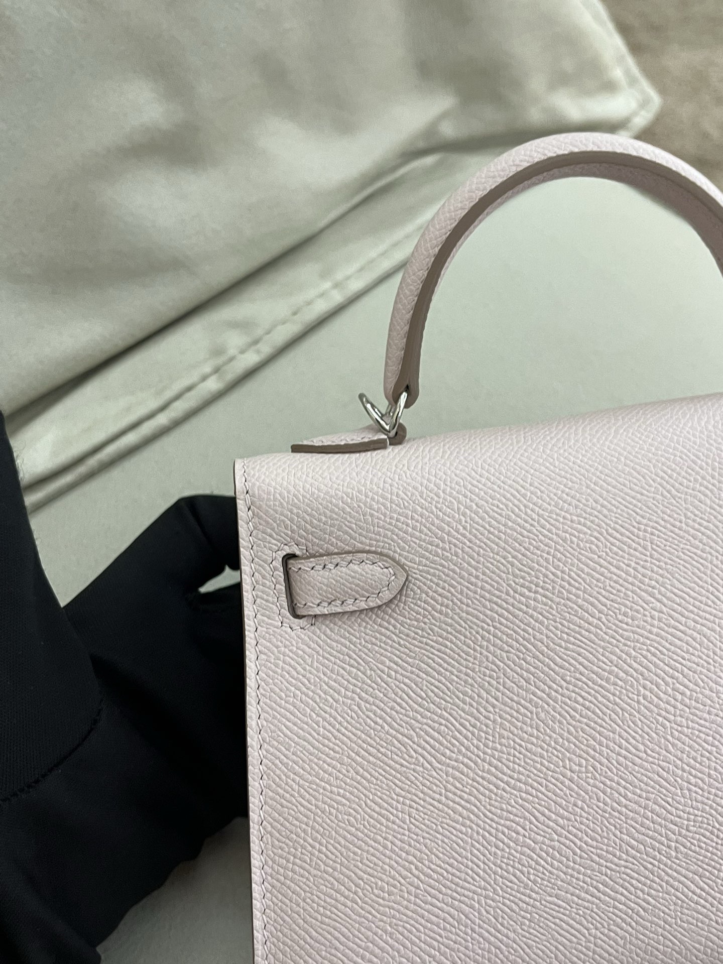 Hermes Kelly Mini II Sellier Bag In mauve pale Epsom Calfskin