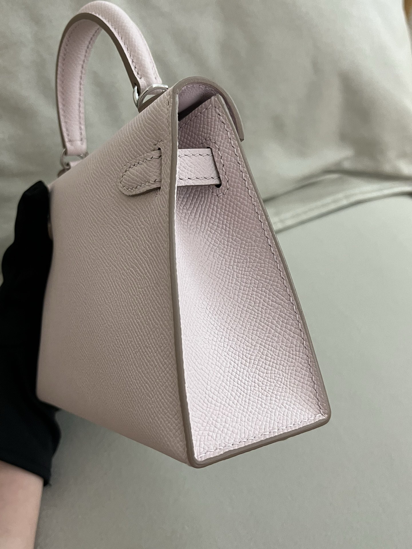 Hermes Kelly Mini II Sellier Bag In mauve pale Epsom Calfskin