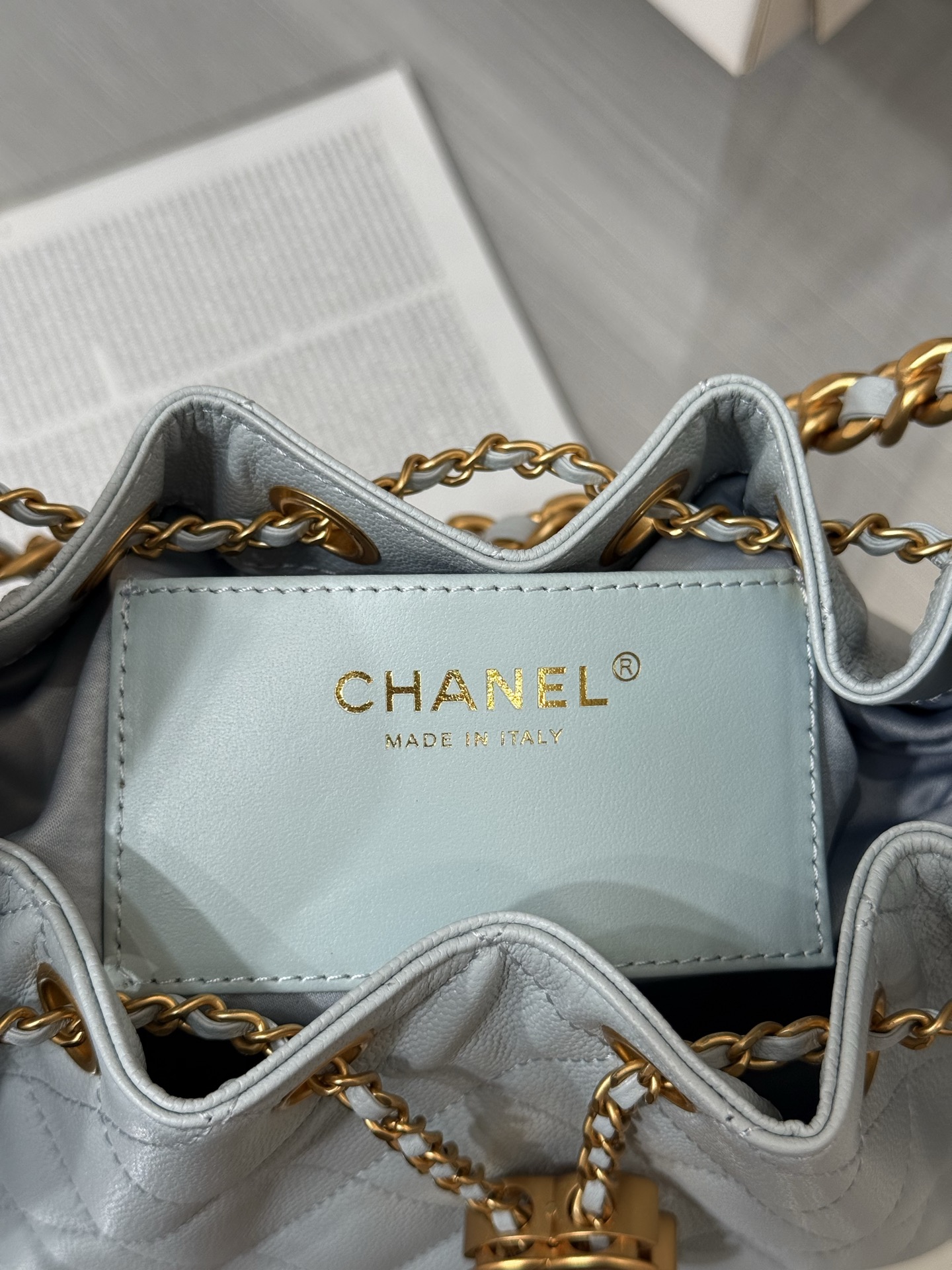 CHANEL 25 mini Handbag in Light Blue Caviar Leather(20*22*12.5cm)