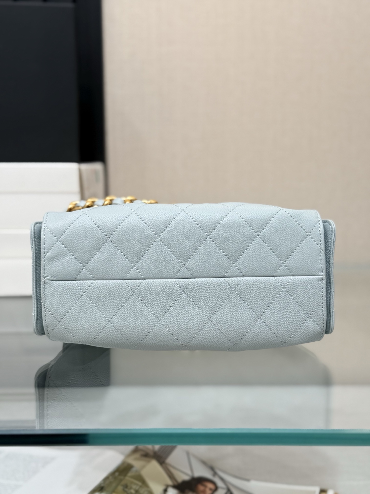 CHANEL 25 mini Handbag in Light Blue Caviar Leather(20*22*12.5cm)