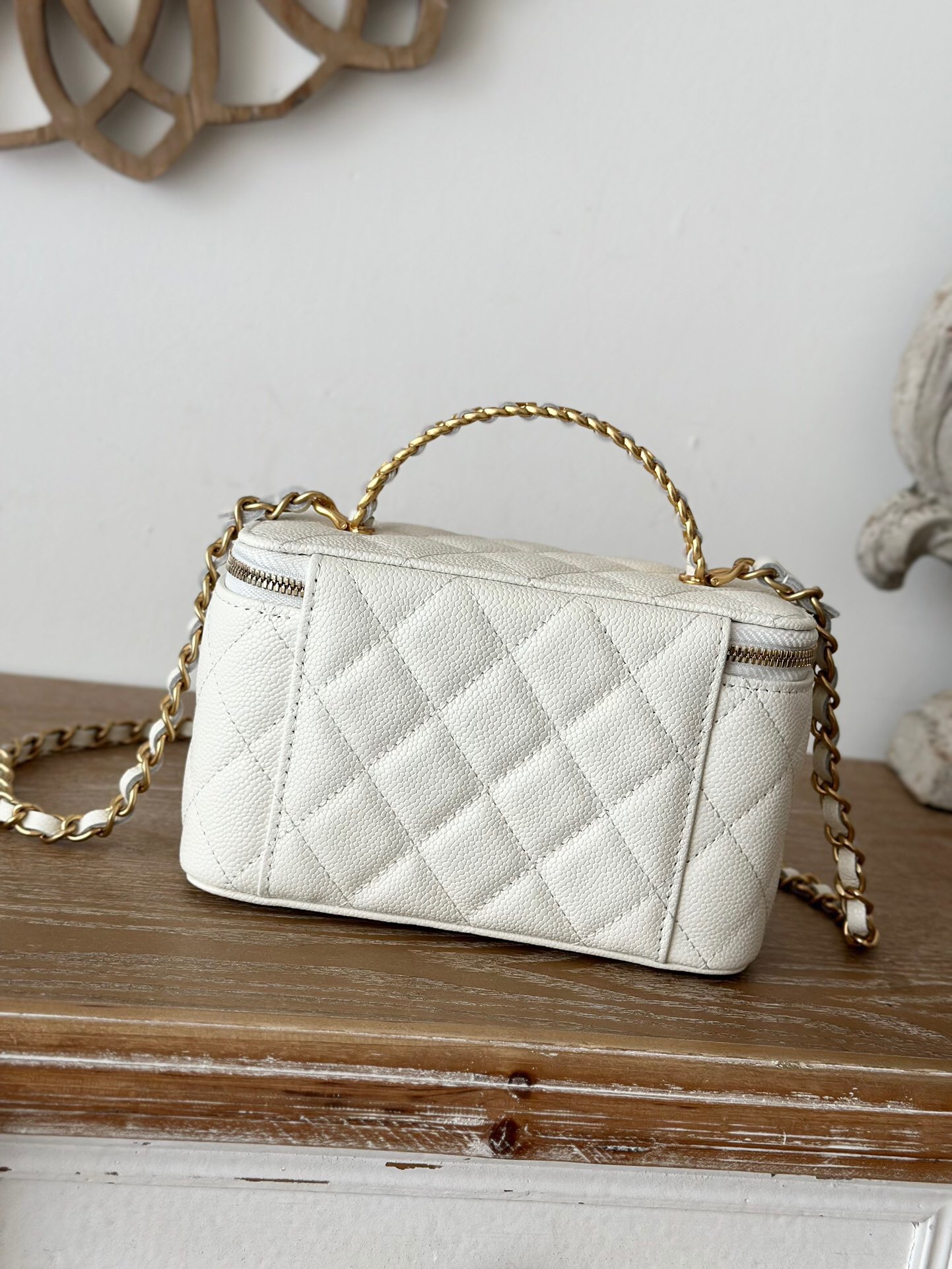 Chanel 22S white gold cosmetic bag