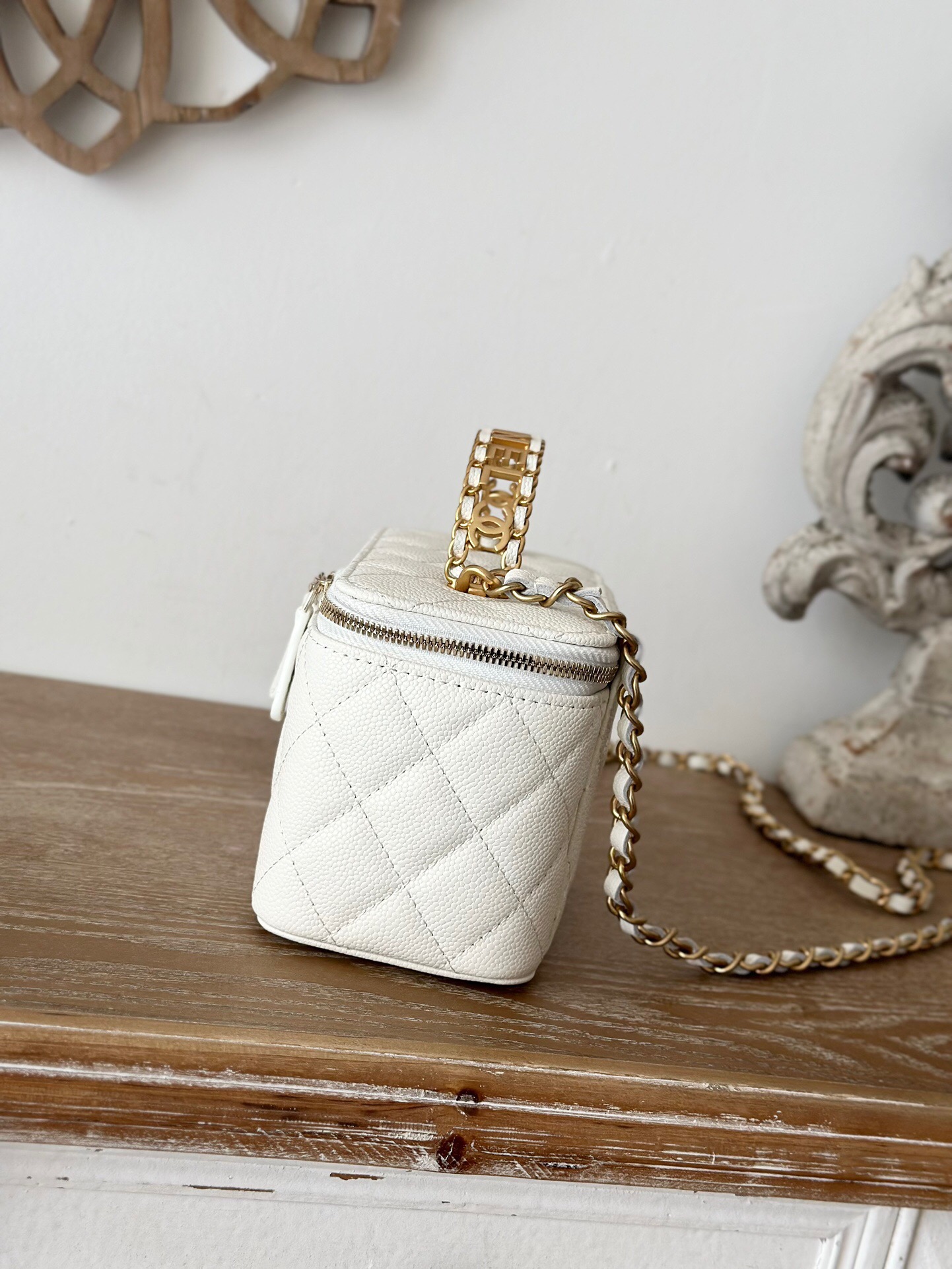 Chanel 22S white gold cosmetic bag