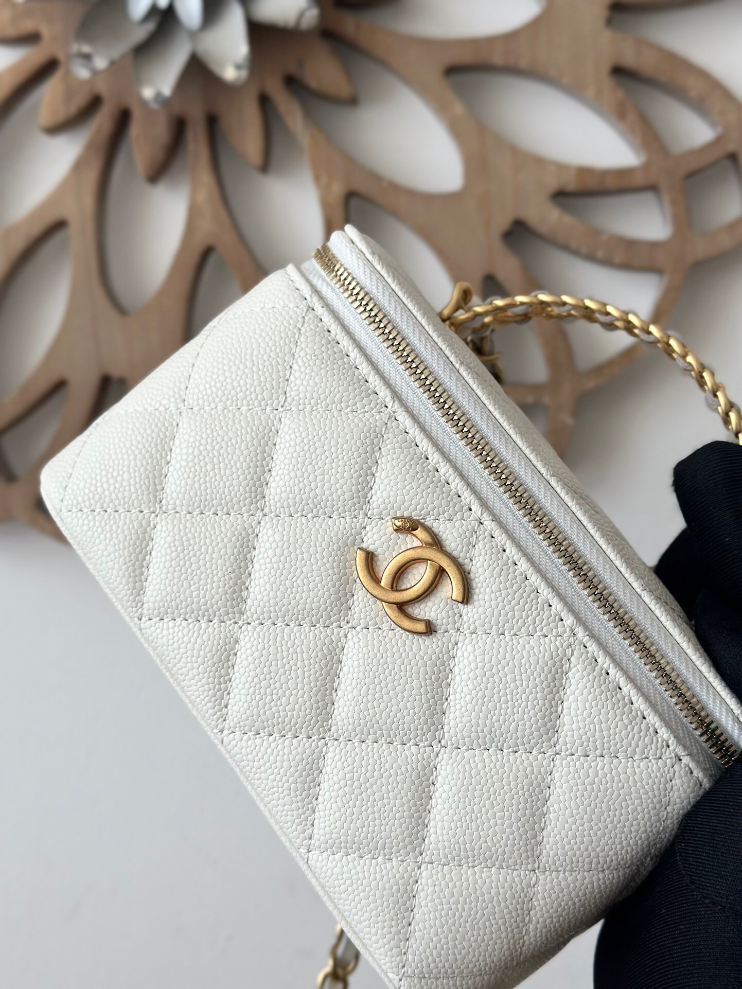 Chanel 22S white gold cosmetic bag