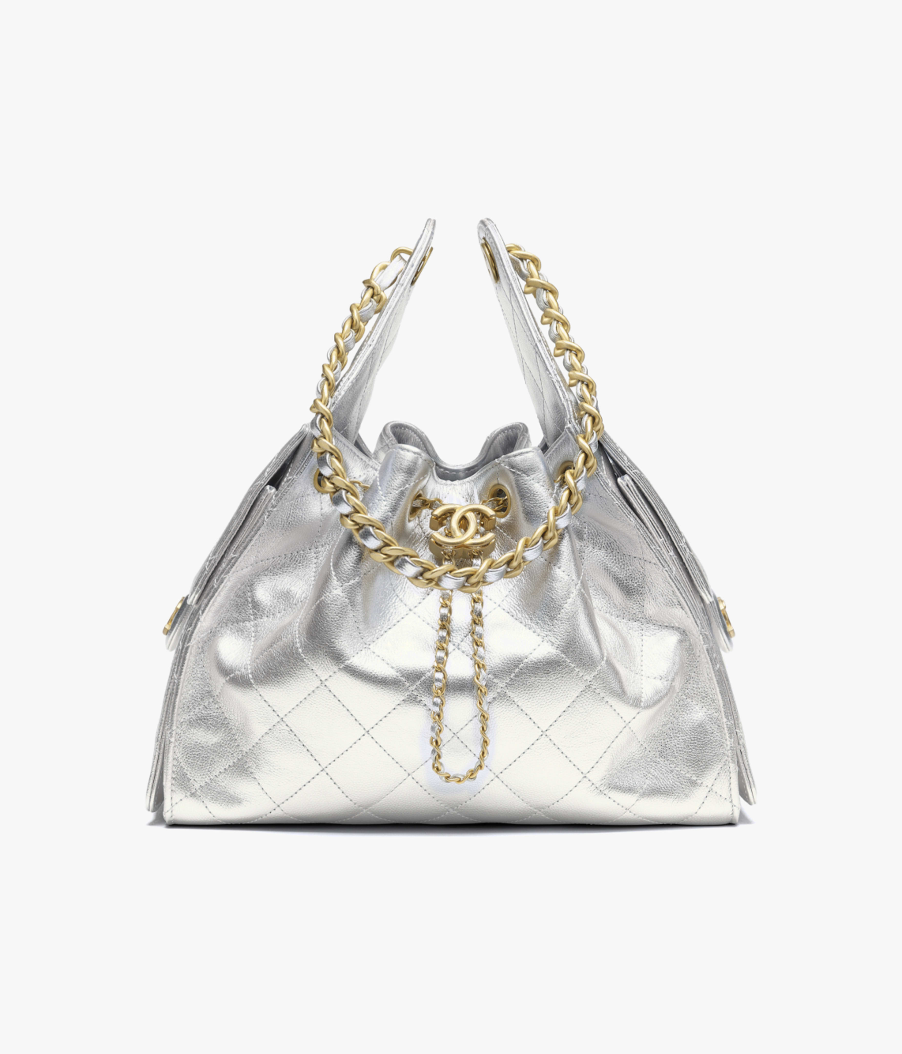 CHANEL 25 Small Handbag in Silver Calfskin Leather(30*26*14cm)