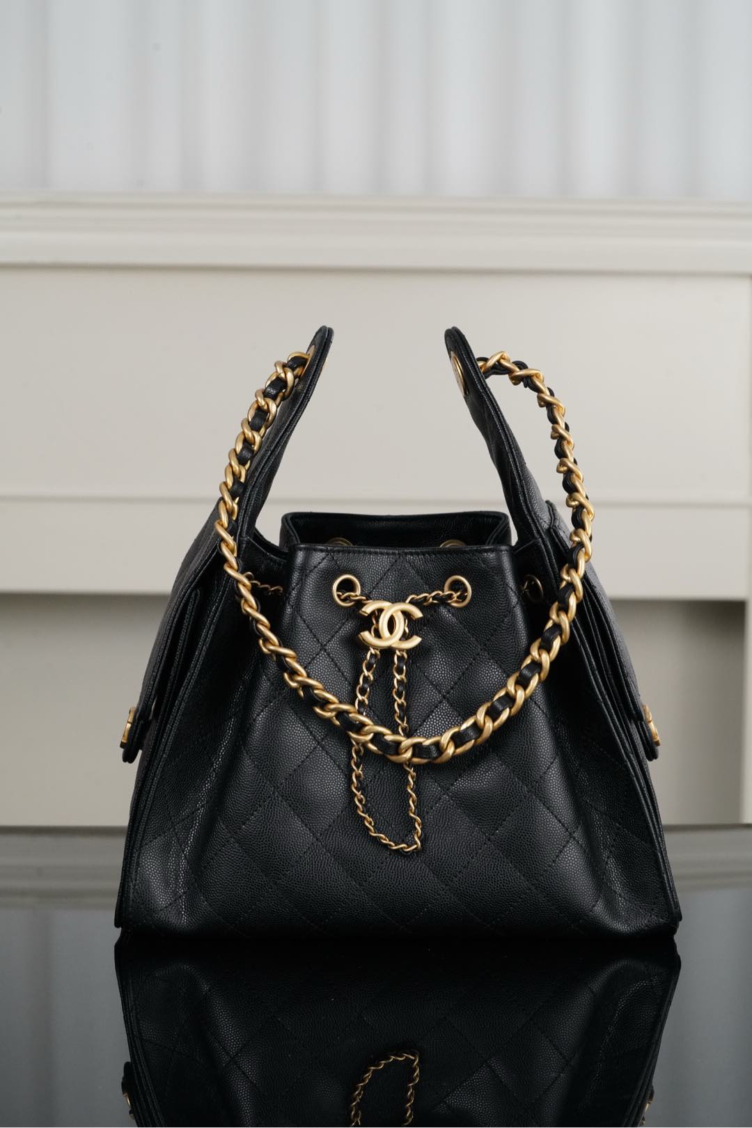 CHANEL 25 Small Handbag in Black Caviar Leather(30*26*14cm)