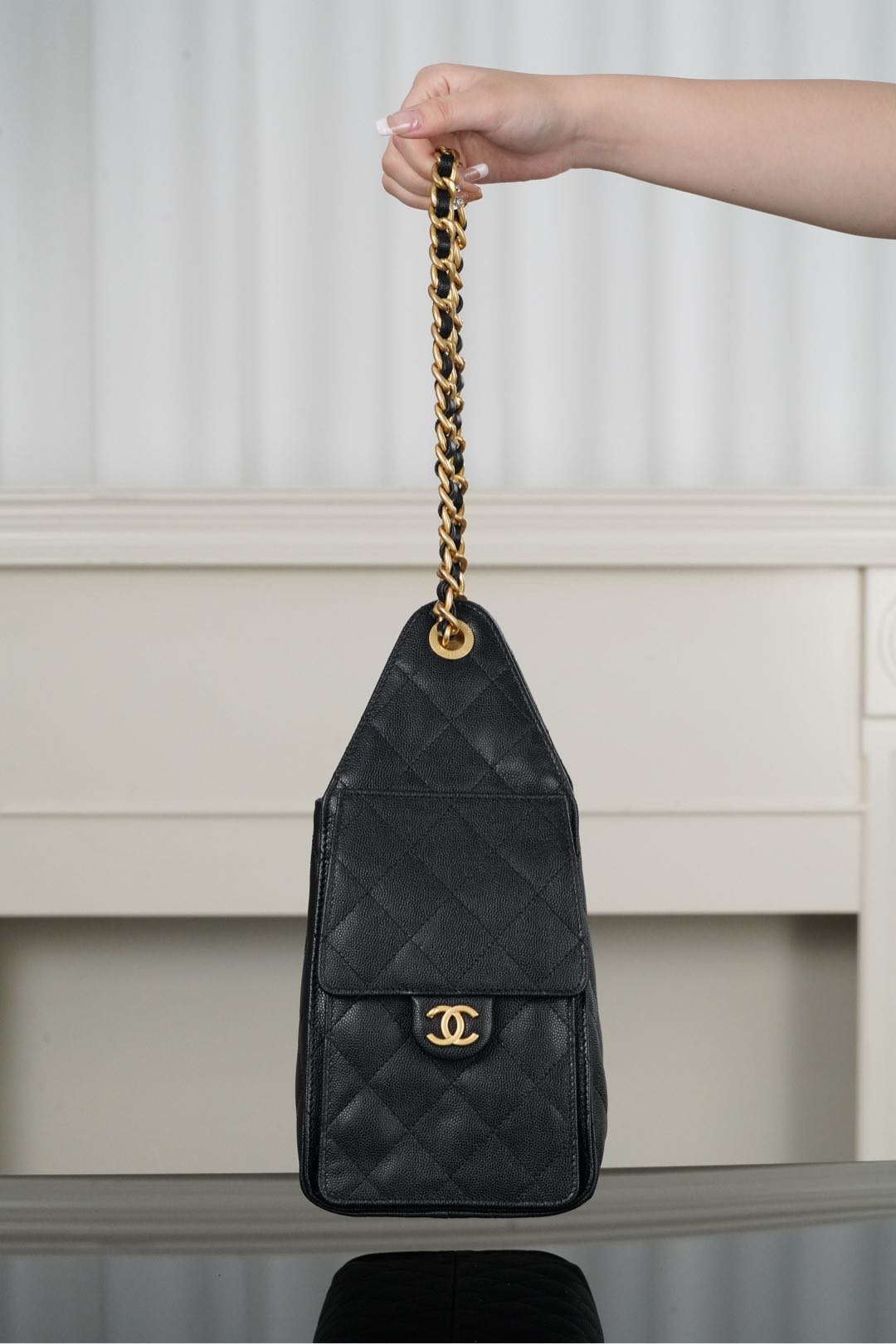 CHANEL 25 Small Handbag in Black Caviar Leather(30*26*14cm)