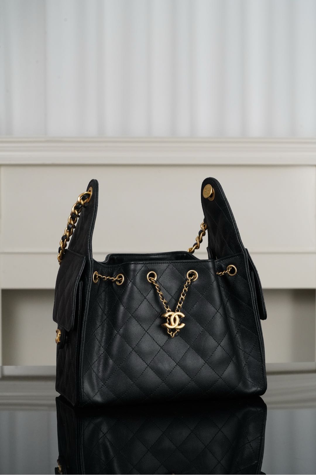 CHANEL 25 Small Handbag in Black Caviar Leather(30*26*14cm)