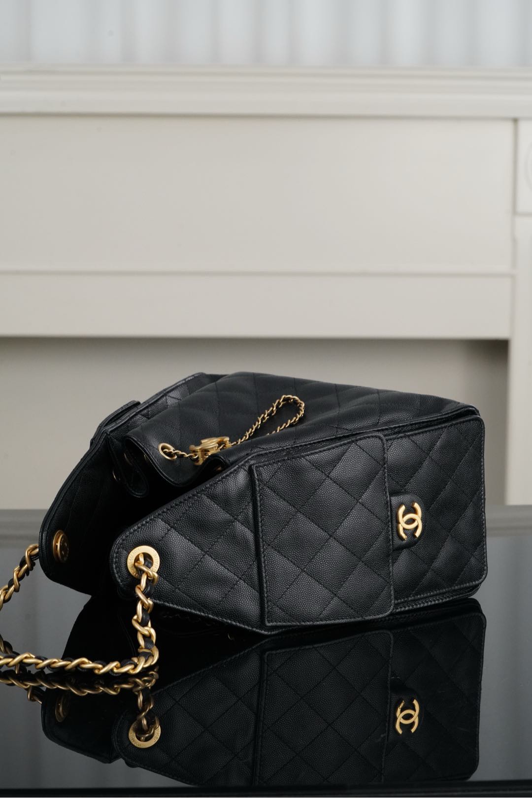 CHANEL 25 Small Handbag in Black Caviar Leather(30*26*14cm)