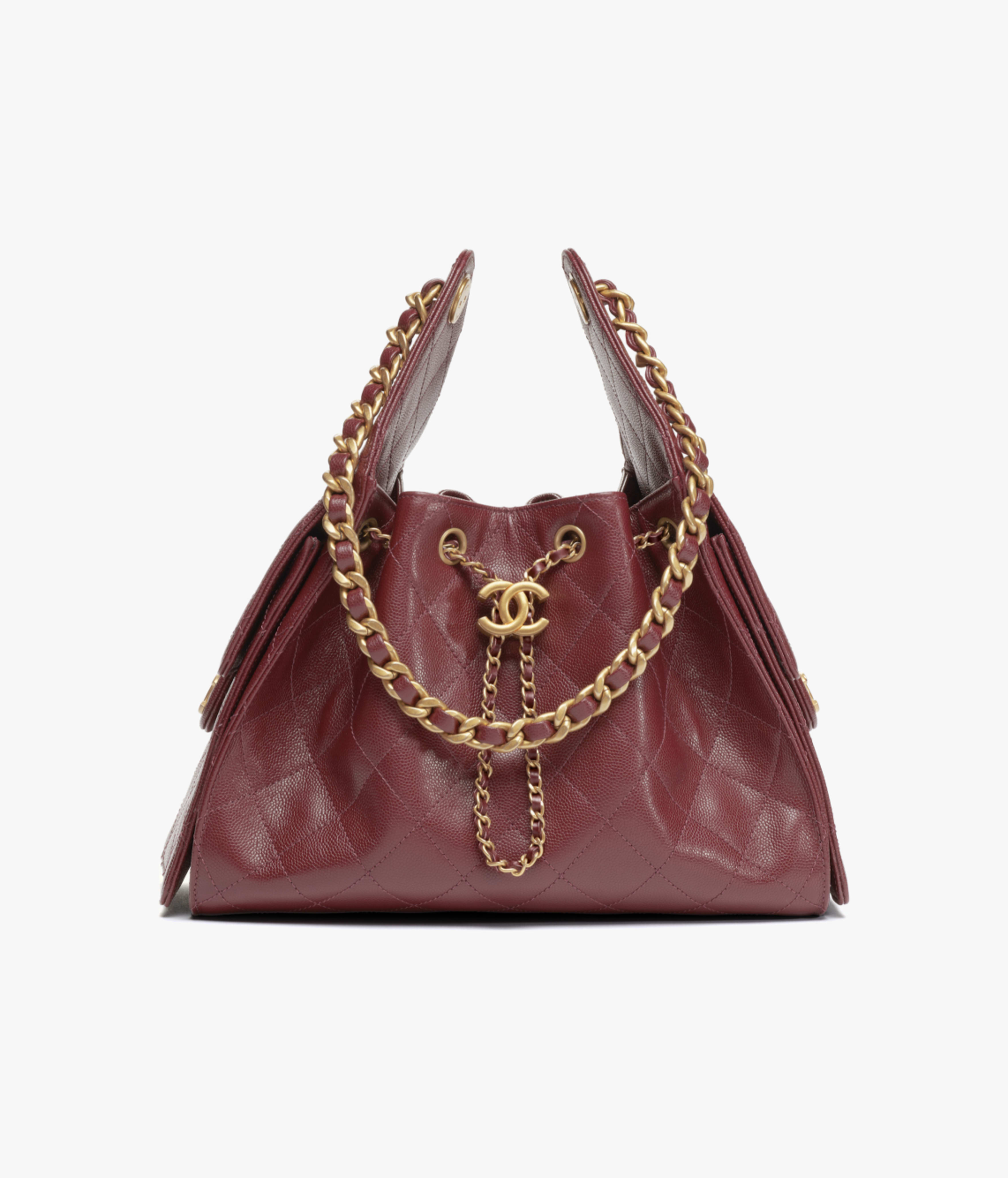 CHANEL 25 Small Handbag in Burgundy Caviar Leather(30*26*14cm)