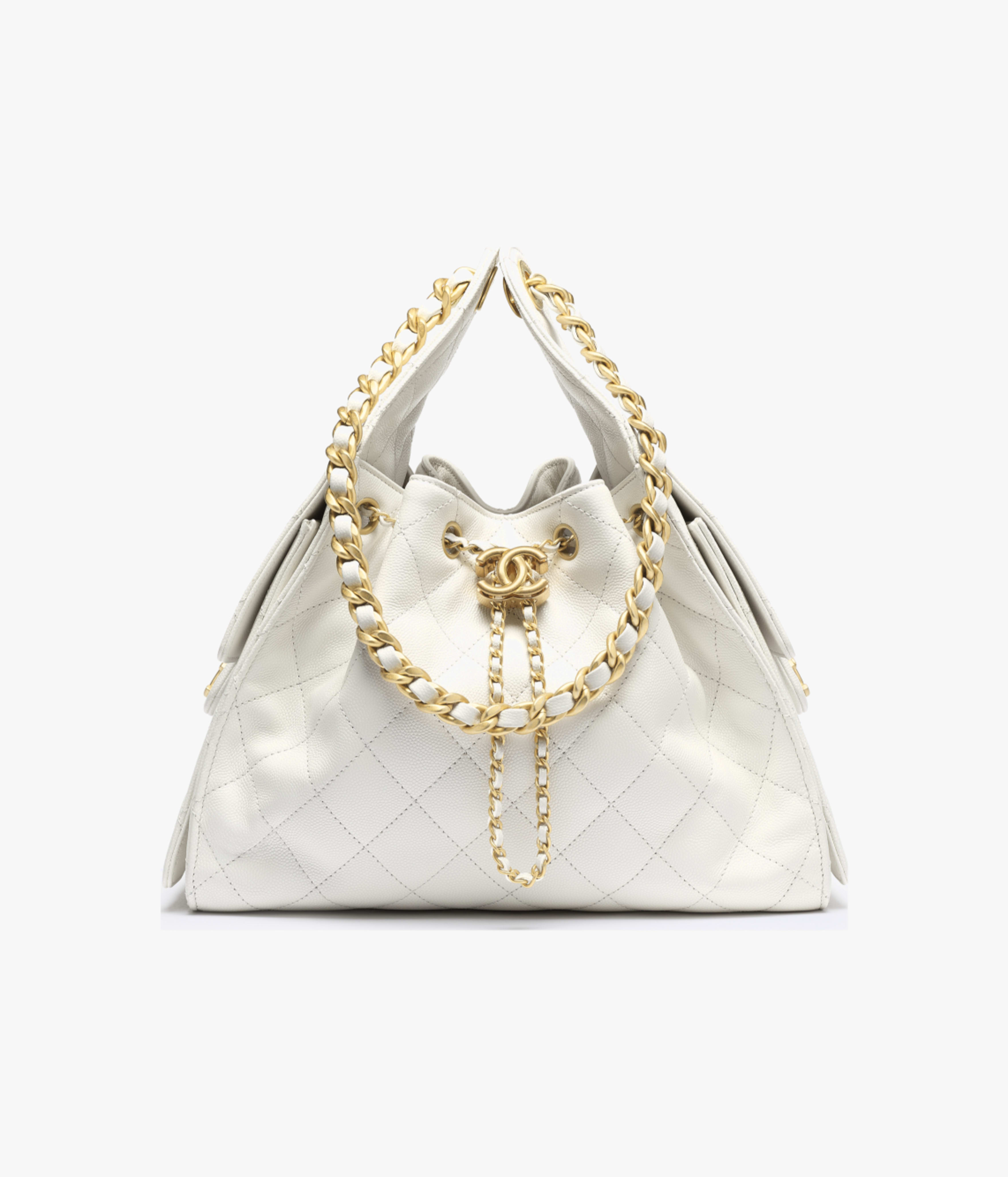 CHANEL 25 Small Handbag in White Caviar Leather(30*26*14cm)