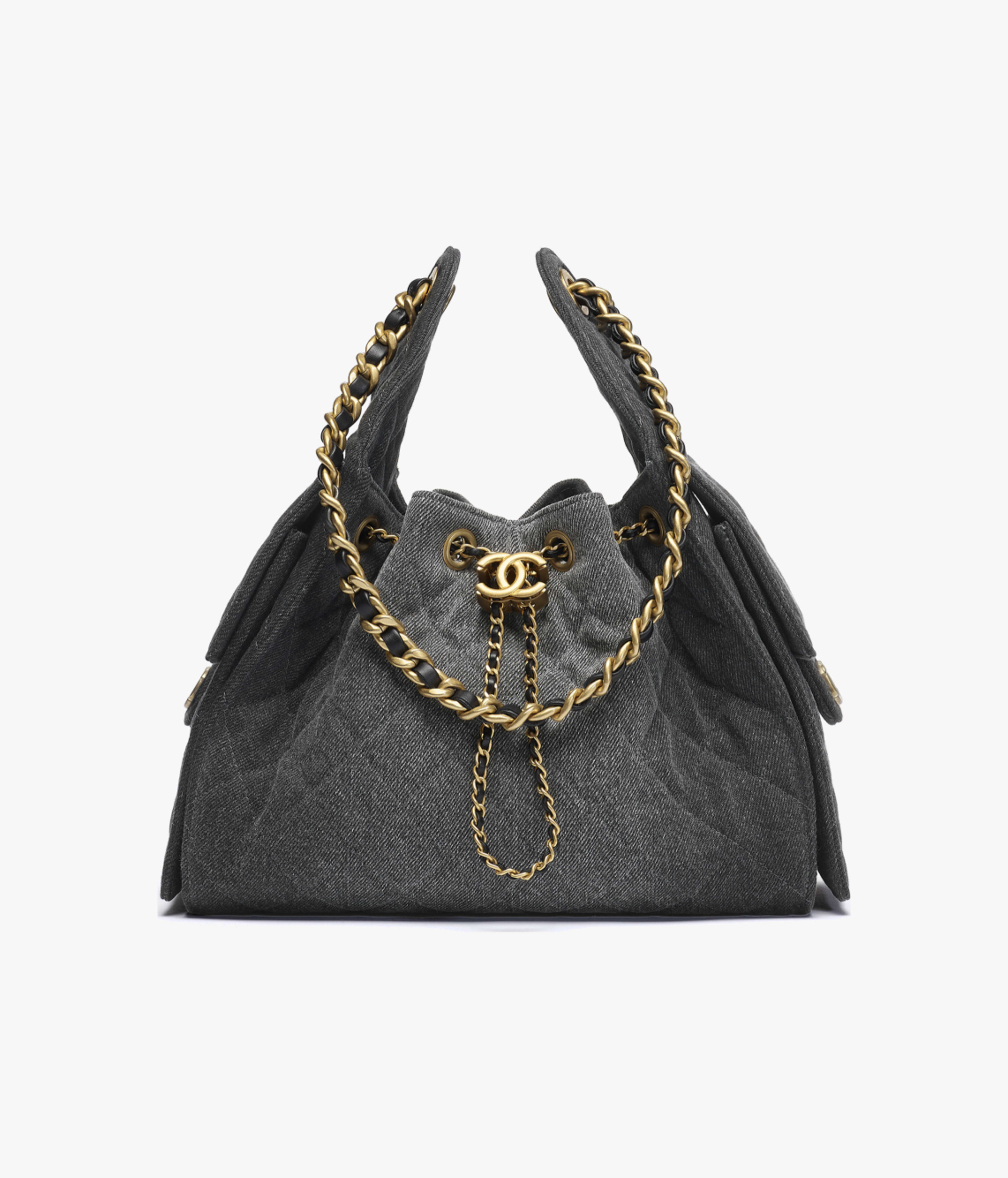 CHANEL 25 Small Handbag in Washed Denim Black(30*26*14cm)