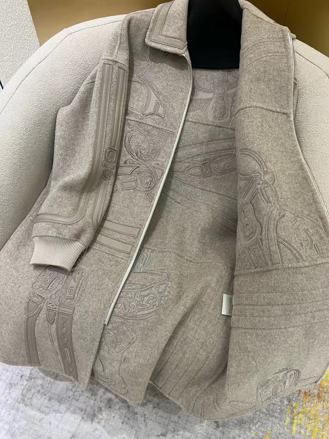 Hermes Embroidery-detailed Cashmere & Lambskin Trench Coat