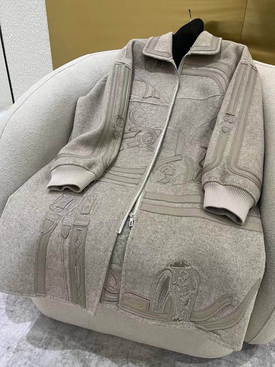 Hermes Embroidery-detailed Cashmere & Lambskin Trench Coat