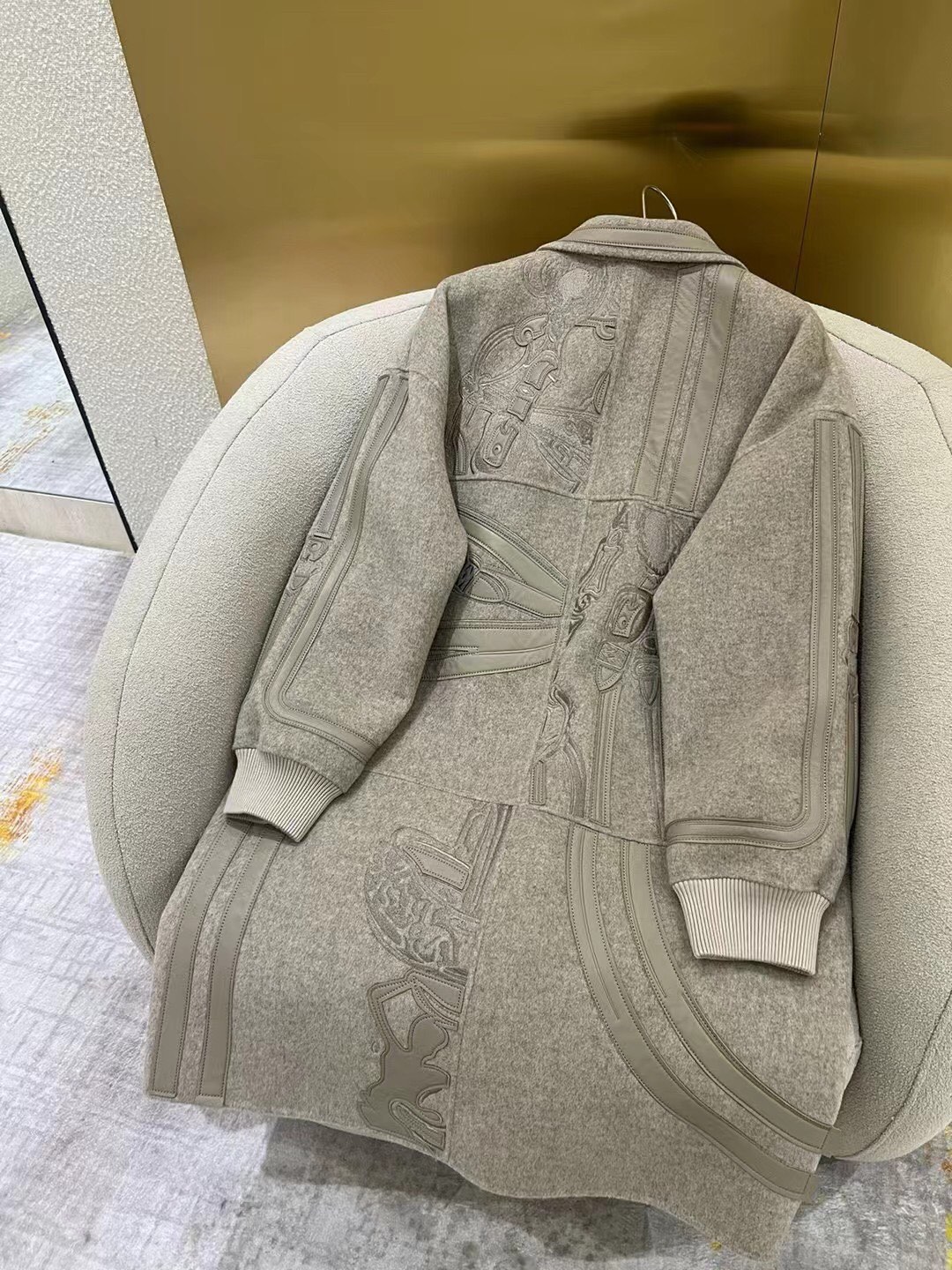 Hermes Embroidery-detailed Cashmere & Lambskin Trench Coat