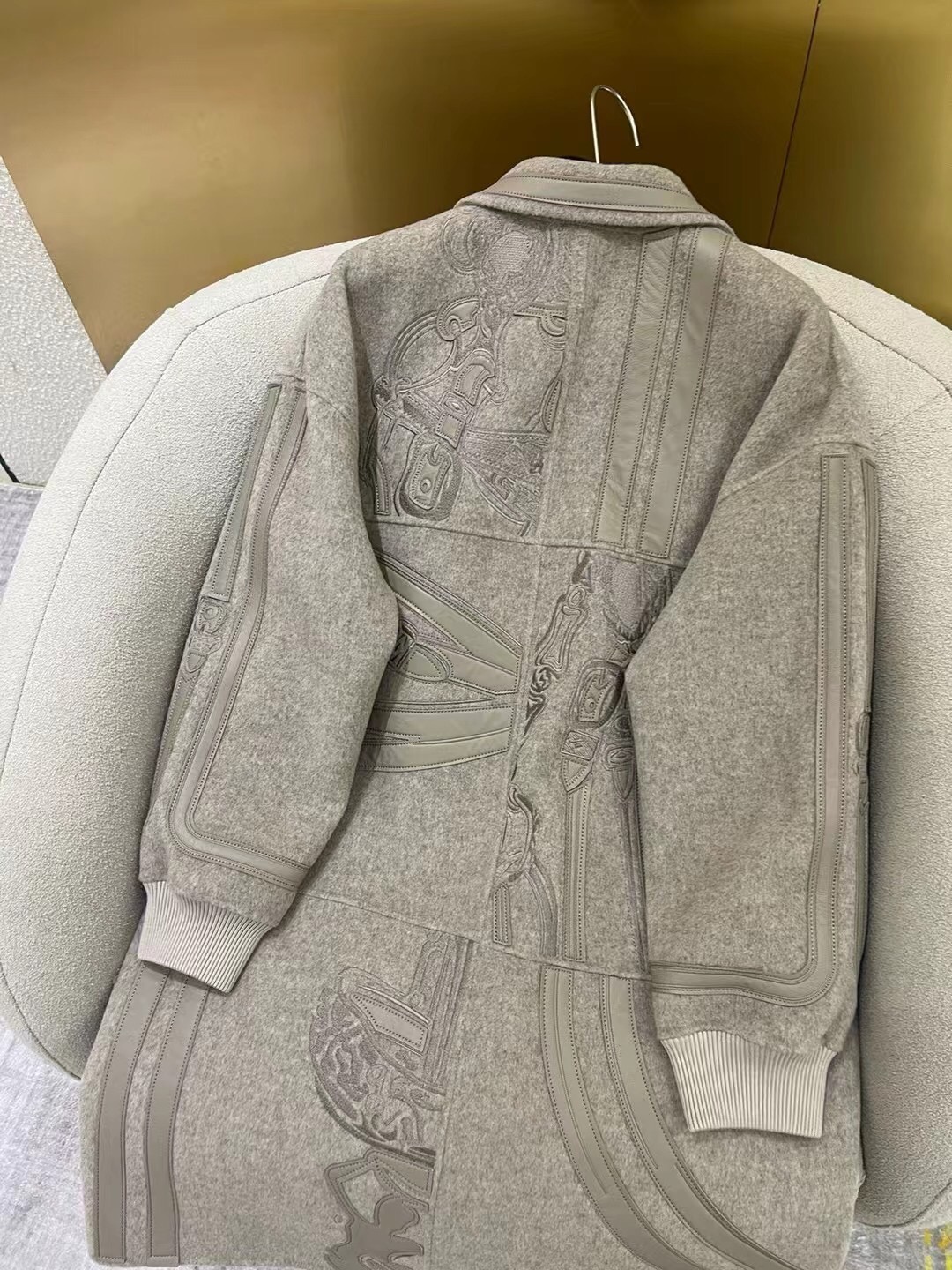 Hermes Embroidery-detailed Cashmere & Lambskin Trench Coat