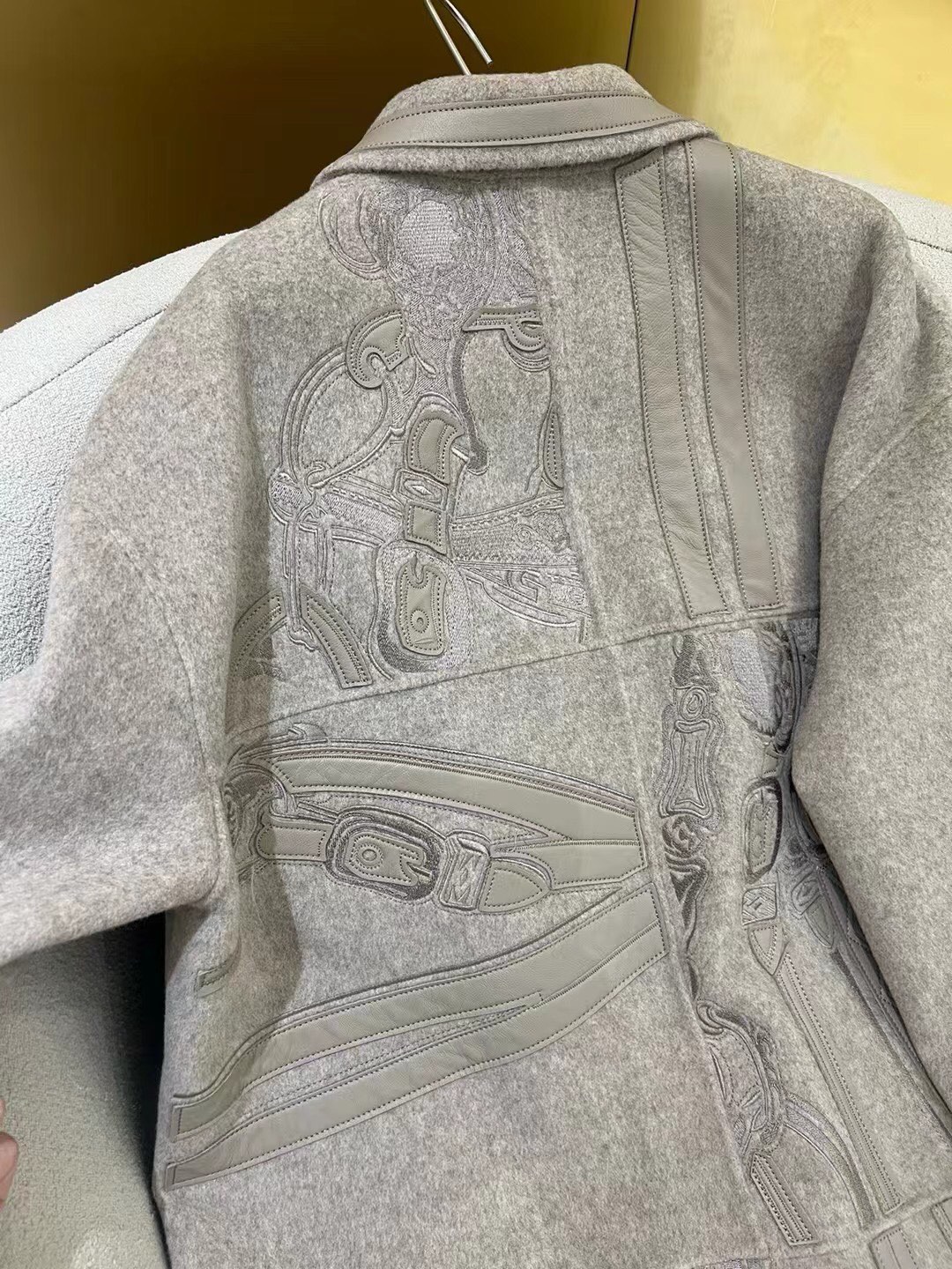 Hermes Embroidery-detailed Cashmere & Lambskin Trench Coat