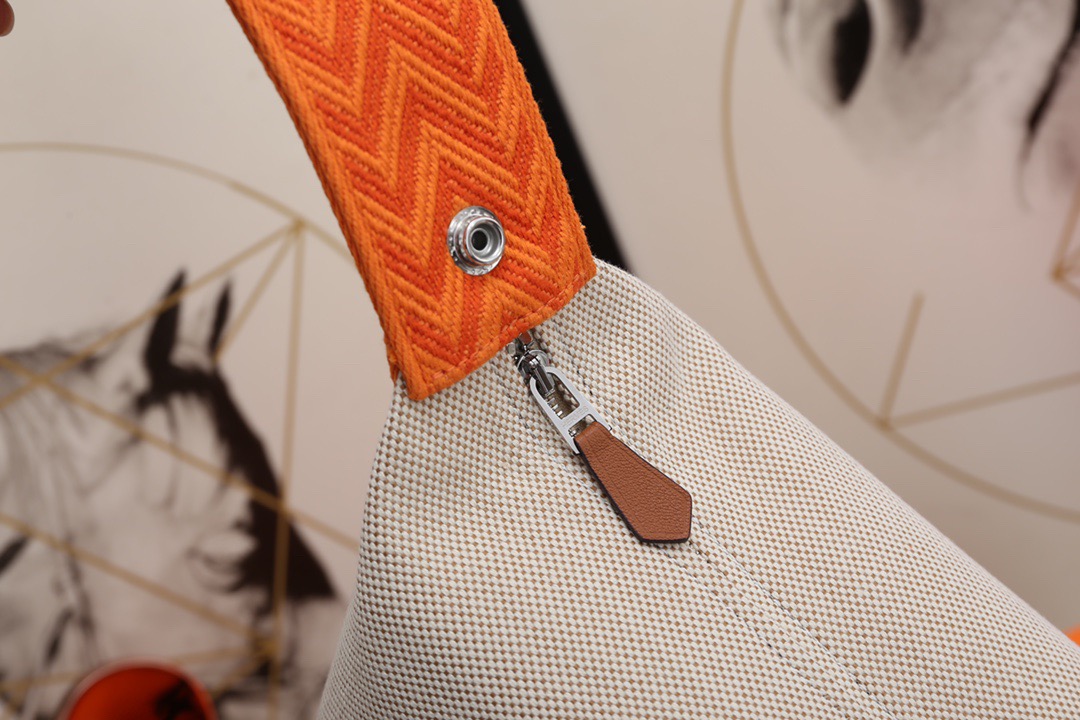Hermès Natural Orange Canvas Small Bride-A-Brac Pouch 