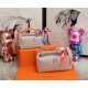 Hermès Natural Orange Canvas Small Bride-A-Brac Pouch 
