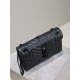 Saint Laurent  Grain De Poudre Textured Mixed Matelasse Triquilt Medium Monogram Monochrome Satchel Black