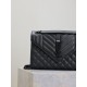 Saint Laurent  Grain De Poudre Textured Mixed Matelasse Triquilt Medium Monogram Monochrome Satchel Black