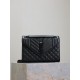 Saint Laurent  Grain De Poudre Textured Mixed Matelasse Triquilt Medium Monogram Monochrome Satchel Black